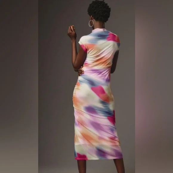 NWOT Anthropologie Maya Ruched Cowl Neck Dress - Picture 2 of 3